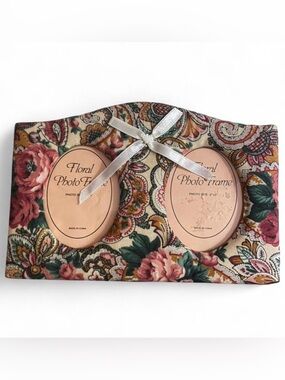 Floral Paisley Double Photo Frame - Pink & Green